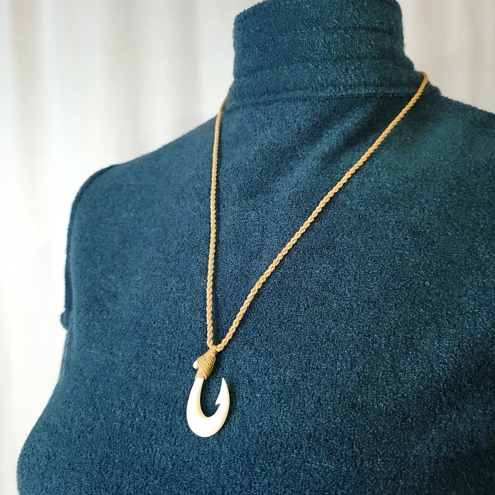 Polished Bone Fish hook Necklace